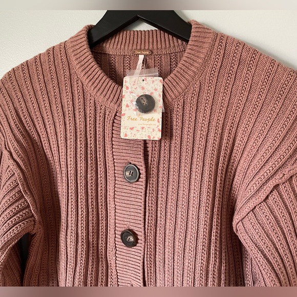 NWT FREE PEOPLE ALL YOURS CARDI SIZE SMALL MAUVE CARDIGAN SWEATER - Picture 4 of 7